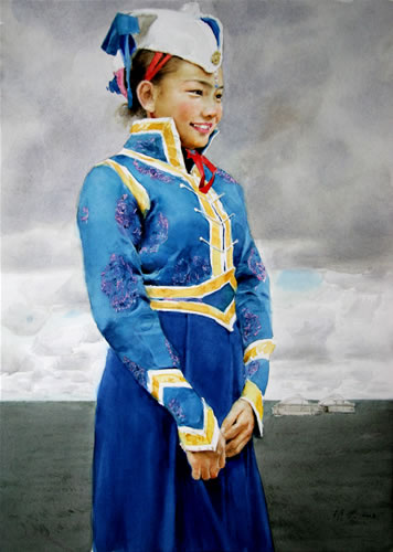 Inner Mongolian girl in blue